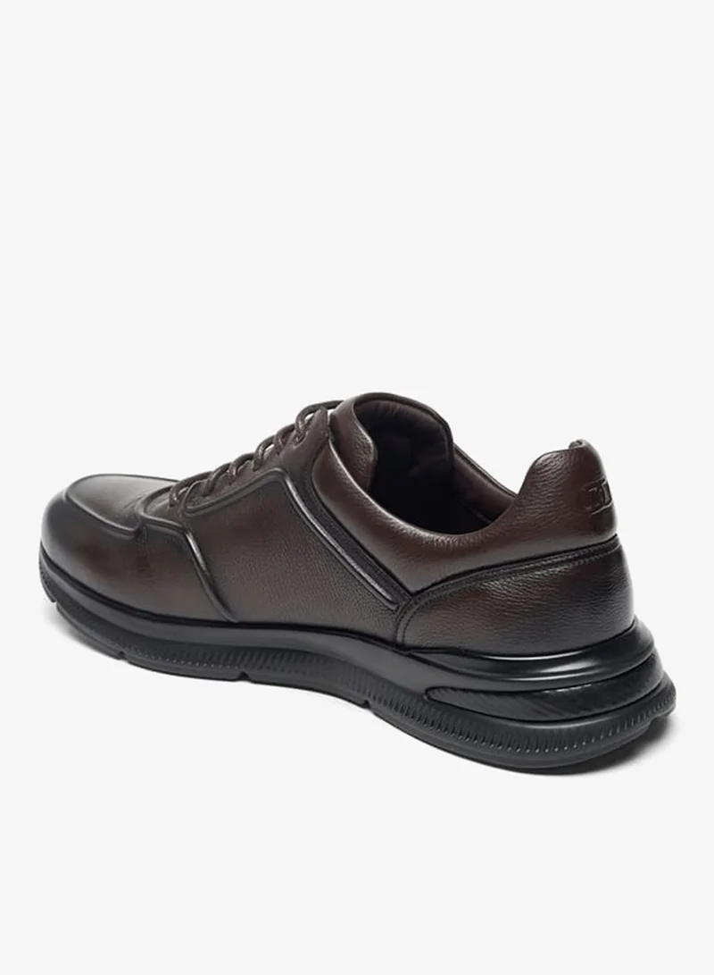 DUCHINI Mens Textured Lace-Up Low Ankle Sneakers